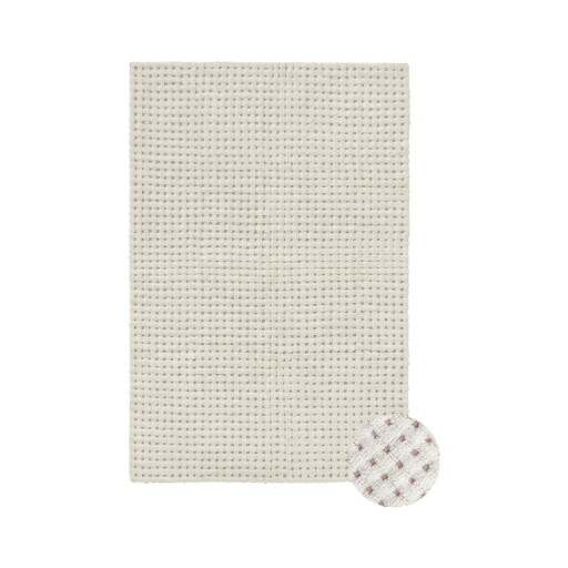 Covor fildeș lavabil, țesut manual din lână 80x140 cm Unexpected Wool – Lorena Canals