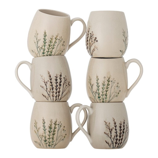 Căni bej 6 buc. din gresie 400 ml Bea – Bloomingville