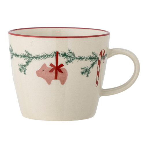 Cană crem pentru cappuccino din gresie 300 ml cu model de Crăciun Yule – Bloomingville