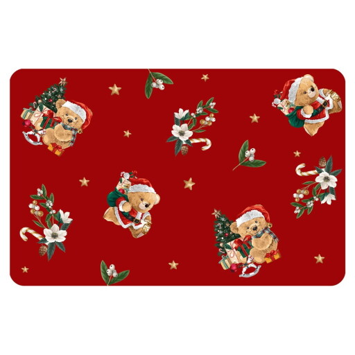 Suport pentru farfurii din plastic 28,5x44 cm cu model de Crăciun Oursons – douceur d'intérieur