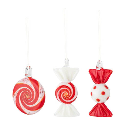 Ornamente de Crăciun lucrate manual 3 buc. din sticlă 6 cm Festive – Bloomingville