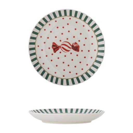 Farfurie albă pentru desert din gresie ø 16 cm cu model de Crăciun Yule – Bloomingville