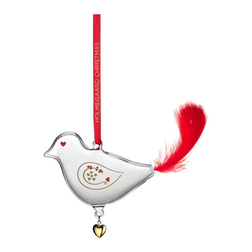 Ornament de Crăciun suflat manual din sticlă 7 cm Ann-Sofi Romme Annual Christmas Bird 2025 – Holmegaard