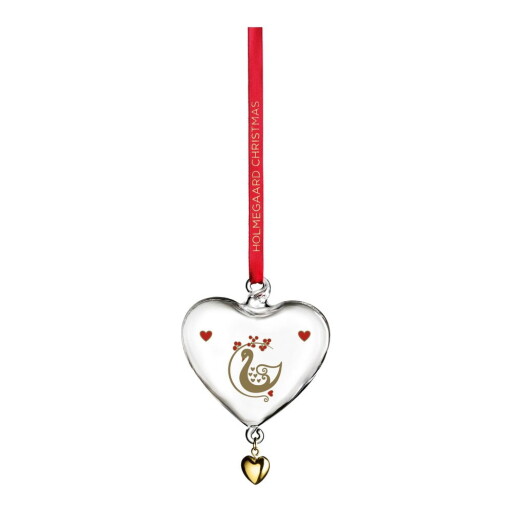 Ornament de Crăciun suflat manual din sticlă 8 cm Ann-Sofi Romme Annual Christmas Heart 2025 – Holmegaard
