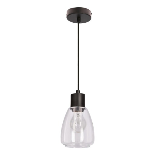 Lustră neagră cu abajur din sticlă ø 12 cm Moldo – Candellux Lighting