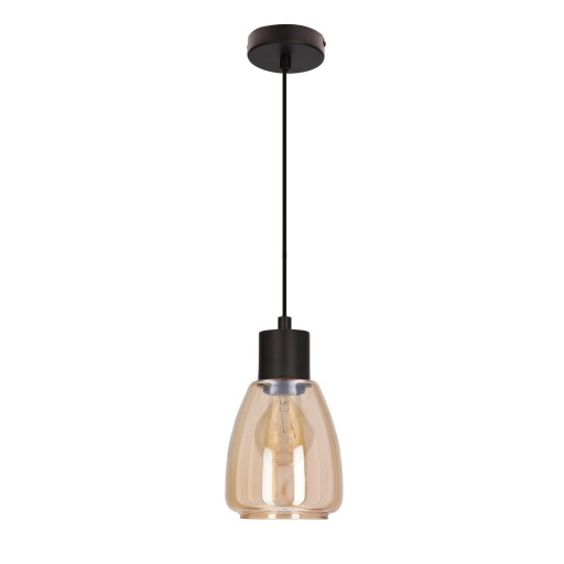 Lustră neagră cu abajur din sticlă ø 12 cm Moldo – Candellux Lighting