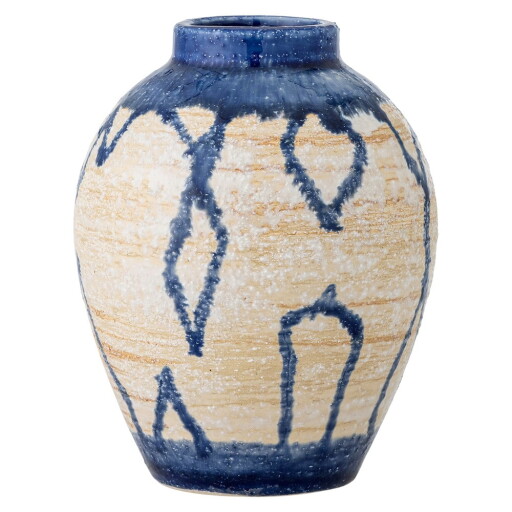 Vază albastră/crem din gresie (înălțime 16 cm) Avon – Bloomingville