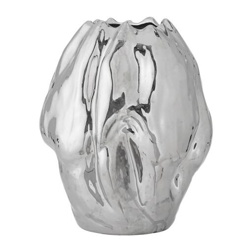 Vază argintie din gresie (înălțime 29 cm) Bobby – Bloomingville