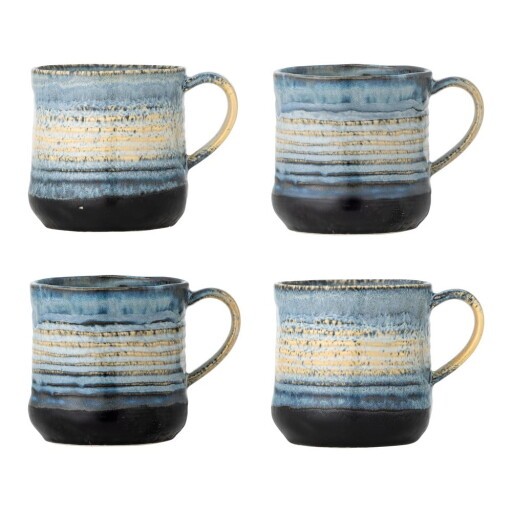 Căni albastre 4 buc. din gresie 380 ml Deana – Bloomingville