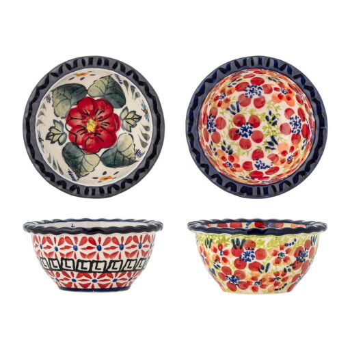 Boluri mici roșii 2 buc. pentru servire din gresie 95 ml Florist – Bloomingville