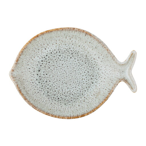 Farfurie albastră/bej pentru servire din gresie Fleur – Bloomingville