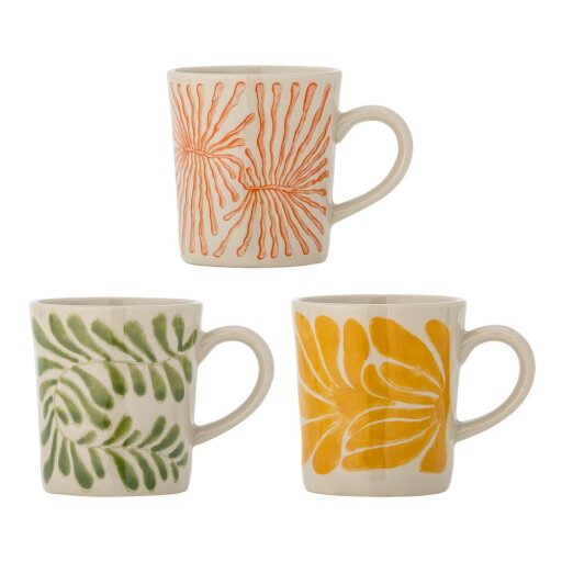 Cești 3 buc. pentru cappuccino din gresie 205 ml Fauni – Bloomingville