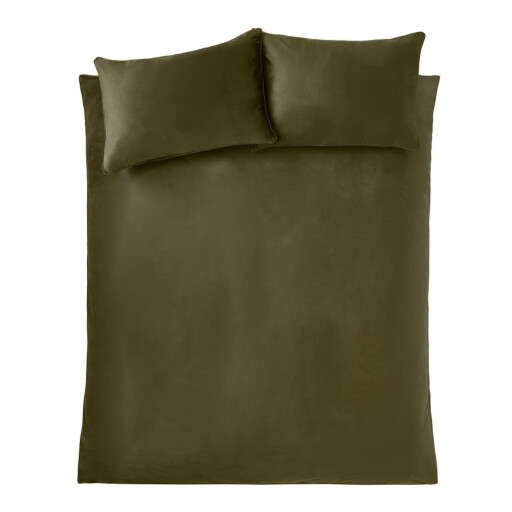 Lenjerie de pat kaki din catifea pentru pat dublu, extinsă 230x220 cm Kingsley – Catherine Lansfield