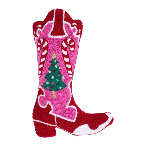 Pernă decorativă din material bouclé 48x35 cm cu model de Crăciun Santa's Howdy Christmas Boot – Catherine Lansfield