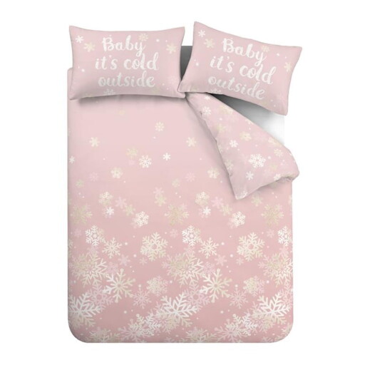 Lenjerie de pat roz pentru pat dublu, extinsă 230x220 cm Baby It's Cold Outside – Catherine Lansfield