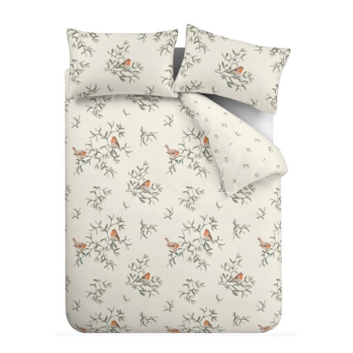 Lenjerie de pat crem din flanelă pentru pat dublu, extinsă 230x220 cm Mistletoe Robins – Catherine Lansfield