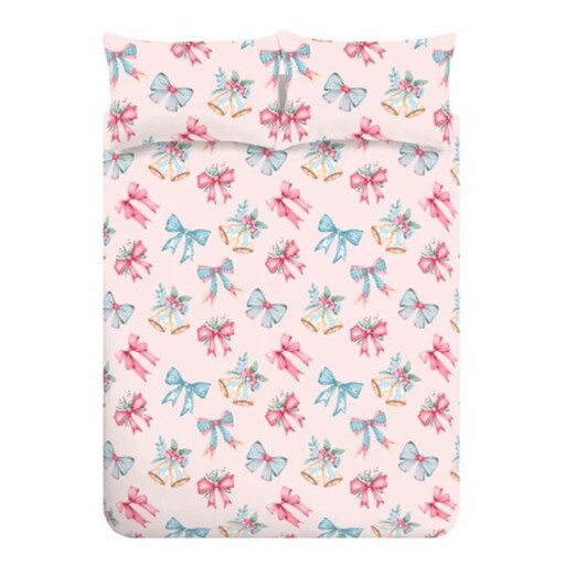 Lenjerie de pat roz pentru pat dublu, extinsă 230x220 cm Bows And Bells – Catherine Lansfield