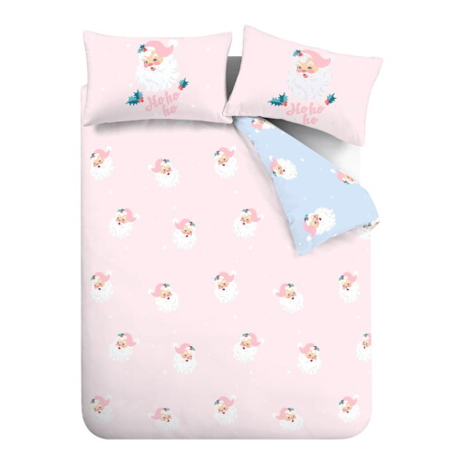 Lenjerie de pat roz pentru pat dublu, extinsă 230x220 cm Vintage Christmas Santa – Catherine Lansfield