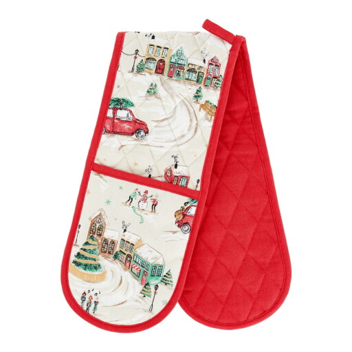 Mănușă dublă de bucătărie din bumbac Christmas Town – Catherine Lansfield