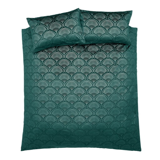 Lenjerie de pat verde pentru pat dublu, extinsă 230x220 cm Art Deco Pearl – Catherine Lansfield