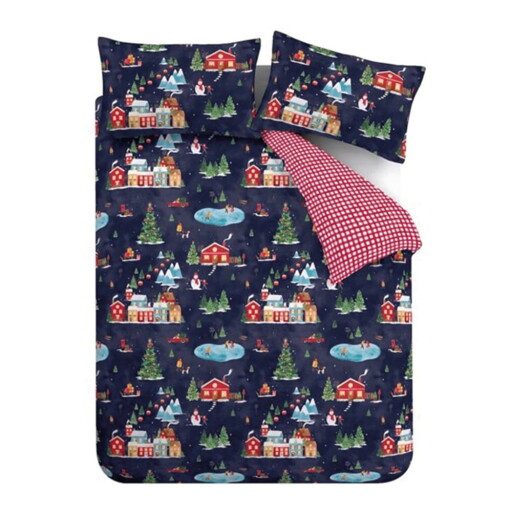 Lenjerie de pat albastră pentru pat de o persoană 135x200 cm Ski Village – Catherine Lansfield