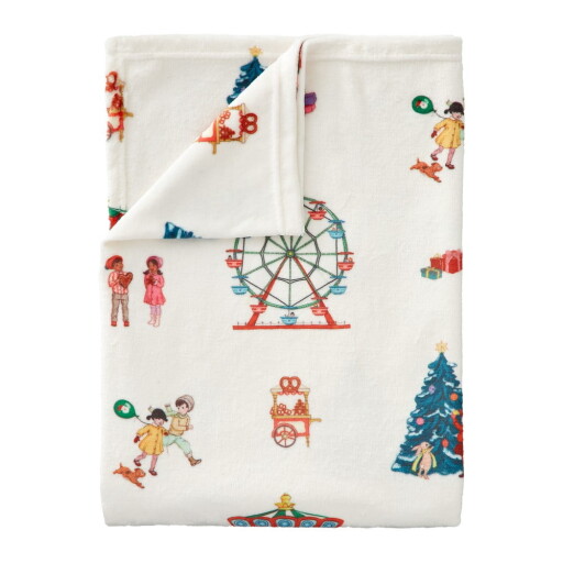 Pătură pentru copii albă din micropluș/cocolino 150x200 cm Christmas Fairground – Belle & Boo