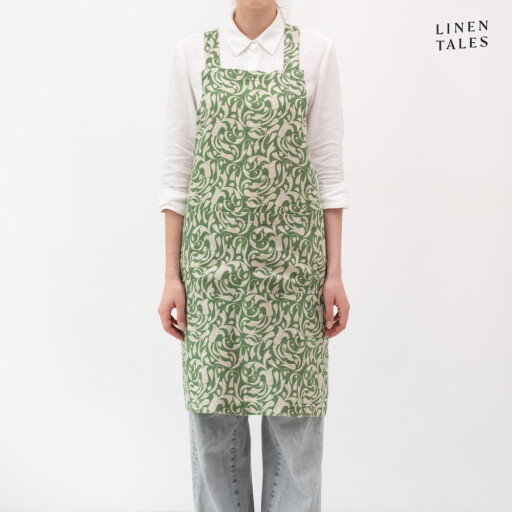 Șorț din in Evergreen Damask – Linen Tales