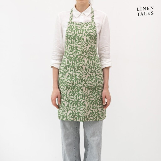 Șorț din in Evergreen Damask – Linen Tales