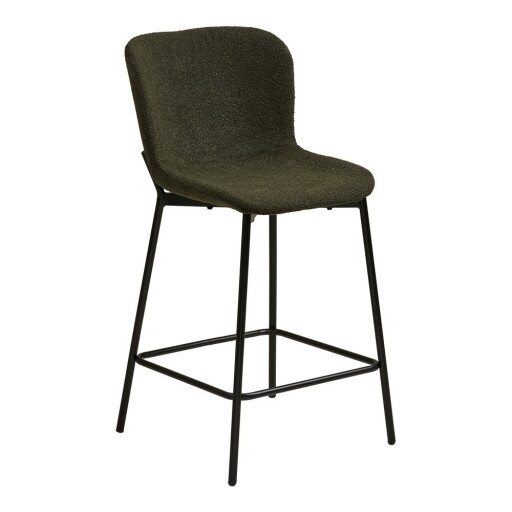 Scaun de bar verde închis tapițat (înălțime șezut 65 cm) Maceda – House Nordic