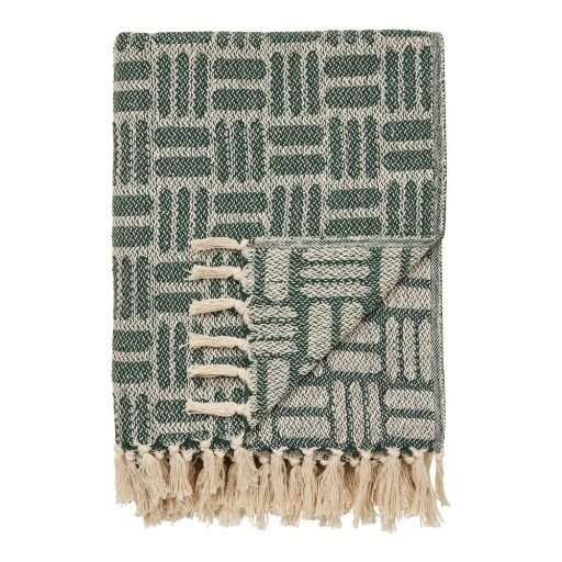 Pătură verde din bumbac reciclat 130x180 cm Adana – House Nordic