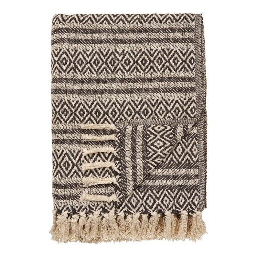 Pătură maro din bumbac reciclat 130x180 cm Adana – House Nordic