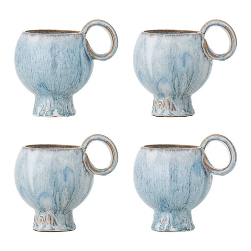 Cești albastru-deschis 4 buc. pentru cappuccino din gresie 250 ml Avonlea – Bloomingville