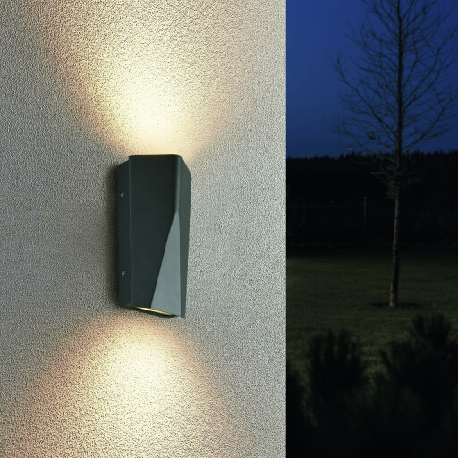 Aplica de perete pentru exterior Tay, TRIO, 10.6x6.2x20 cm, 4.5W, 2x SMD, aluminiu turnat, antracit