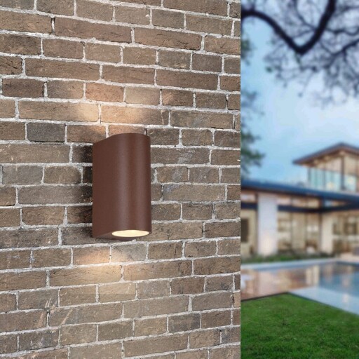 Aplica de perete rotunda pentru exterior Roya, TRIO, 6.9x15 cm, 35W, 2x GU10, aluminiu, maro