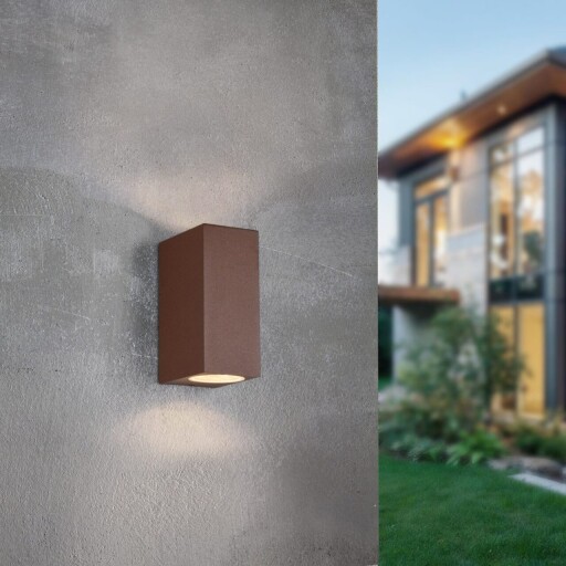 Aplica de perete pentru exterior Roya, TRIO, 6.9x15 cm, 35W, 2x GU10, aluminiu, maro