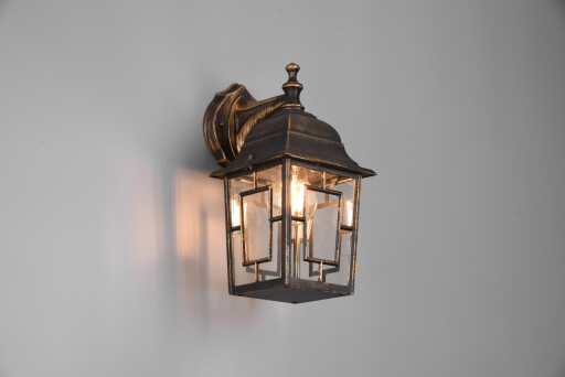 Lampa de gradina Volturno, TRIO, 34x20x14.5 cm, 60W, 1x E27, aluminiu turnat/sticla, maro rustic