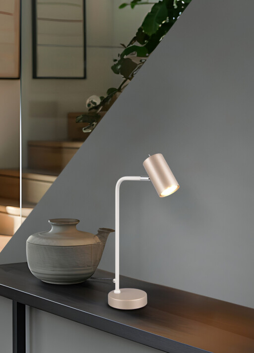 Lampa de masa Marley, TRIO, 12x25x45 cm, 5W, 1x GU10, metal, alb/bronz