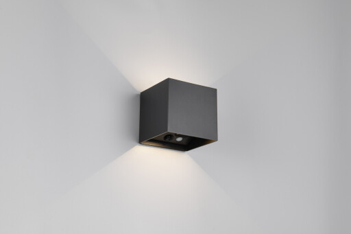 Aplica de perete pentru exterior Genie, RL NOW, 10x10.5x10 cm, 1W, 2x SMD, plastic, negru mat