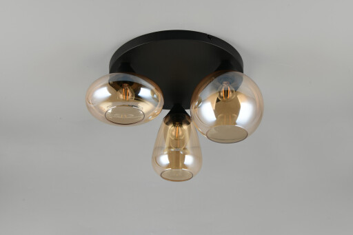 Plafoniera Lumina, TRIO, 35x24.5 cm, 10W, 3x E14, metal, negru mat