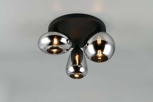 Plafoniera Lumina, TRIO, 35x24.5 cm, 10W, 3x E14, metal, negru mat/argintiu