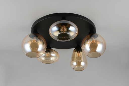 Plafoniera Lumina, TRIO, 50x24.5 cm, 10W, 5x E14, metal, negru mat