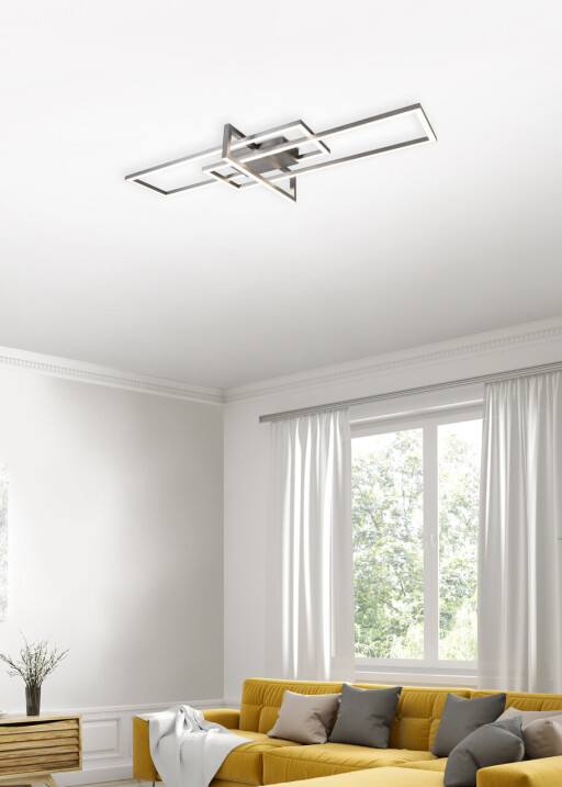 Plafoniera Salinas, TRIO, 100x40x11.5 cm, 34W, 1x SMD, metal, argintiu mat