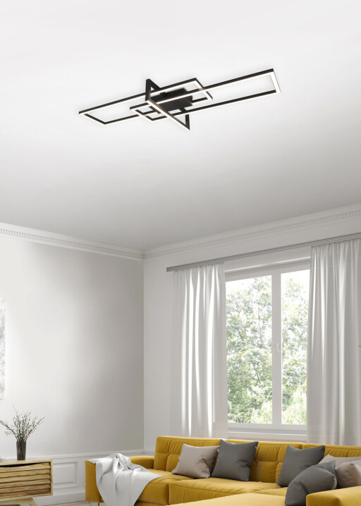 Plafoniera Salinas, TRIO, 100x40x11.5 cm, 34W, 1x SMD, metal, negru mat