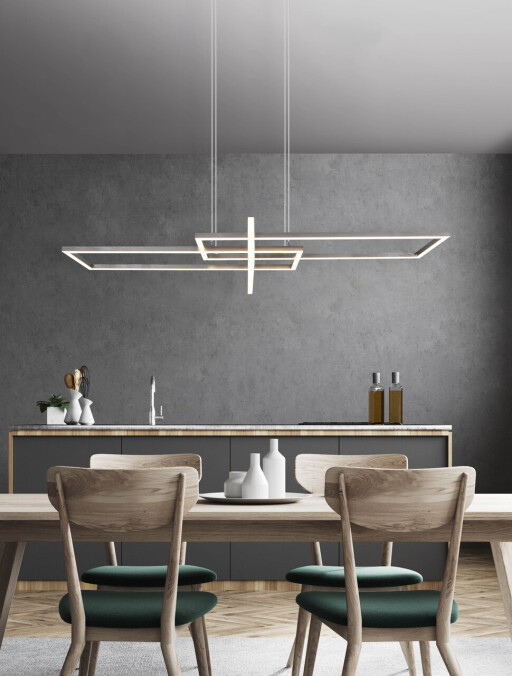 Lustra Salinas, TRIO, 110x40x150 cm, 34W, 1x SMD, metal, argintiu mat