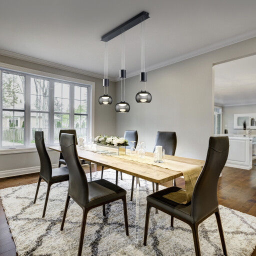 Lustra Madison, TRIO, 87x16x150 cm, 8W, 3x SMD, aluminiu, negru mat