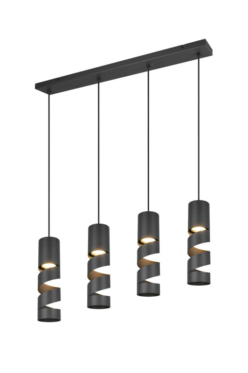 Lustra Stream, TRIO, 80x9x150 cm, 10W, 4x GU10, metal, negru mat
