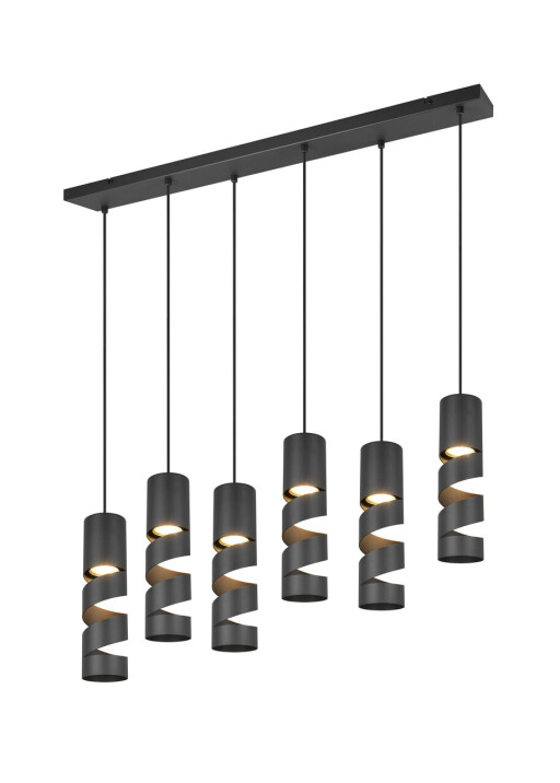 Lustra Stream, TRIO, 100x9x150 cm, 10W, 6x GU10, metal, negru mat