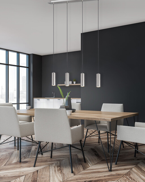 Lustra Marley, TRIO, 75x9x150 cm, 35W, 4x GU10, metal, argintiu mat/negru