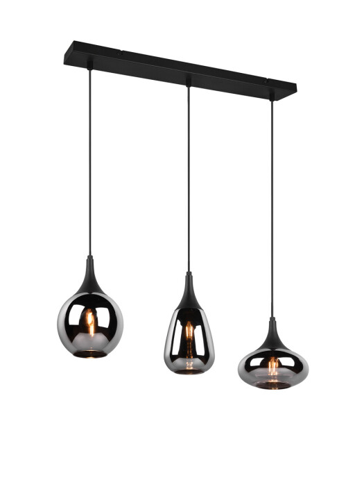 Lustra Lumina, TRIO, 60x6.5x150 cm, 40W, 3x E14, metal, negru mat/argintiu