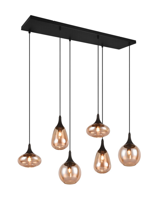 Lustra Lumina, TRIO, 85x20x150 cm, 40W, 6x E14, metal, negru mat